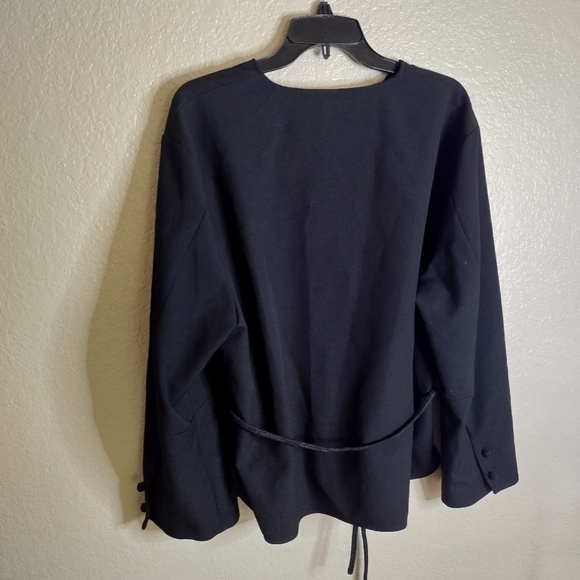 NWT ZARA Belted V Neck Cut Flowy Blouse Sz Xl - Picture 6 of 8